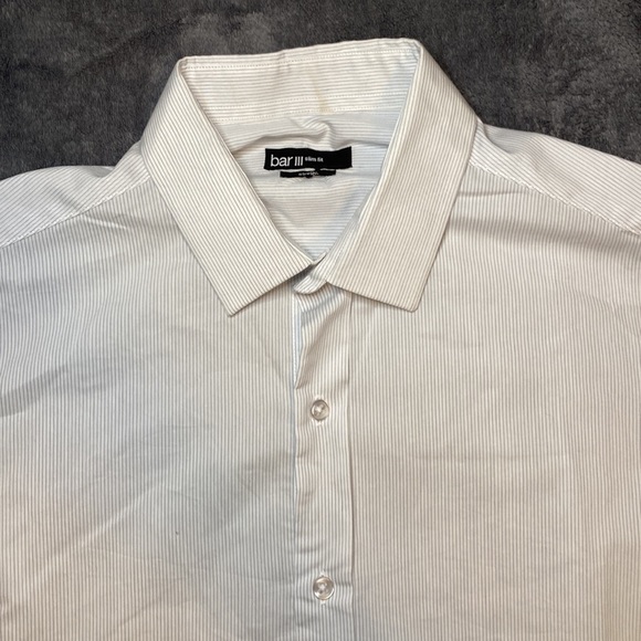 Men’s Bar III Slim Fit White Striped Dress Shirt (Medium 32-33 ; Size 15 neck) - Picture 3 of 8